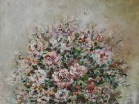 Vaso di fiori rosa  Olio su tela - 30 x 24